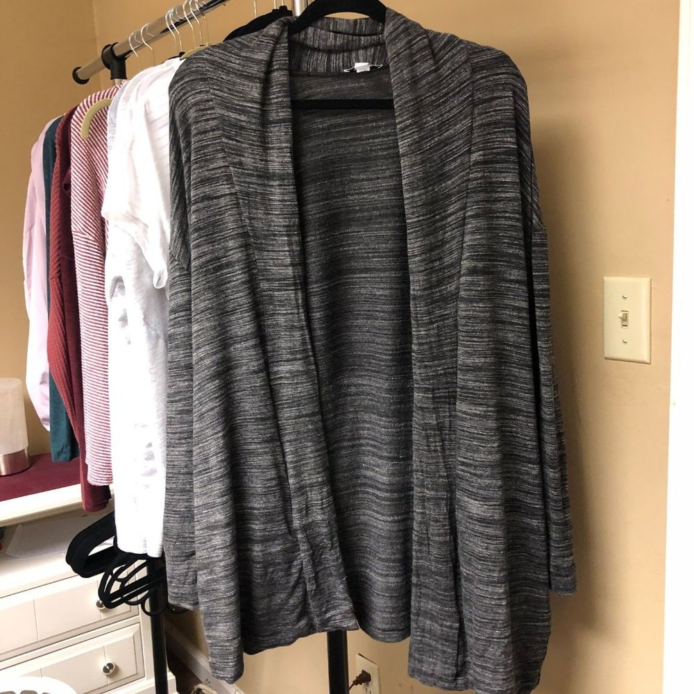Daily Ritual Grey Space Dye Oversize Open Cardigan - Picture 3 of 9